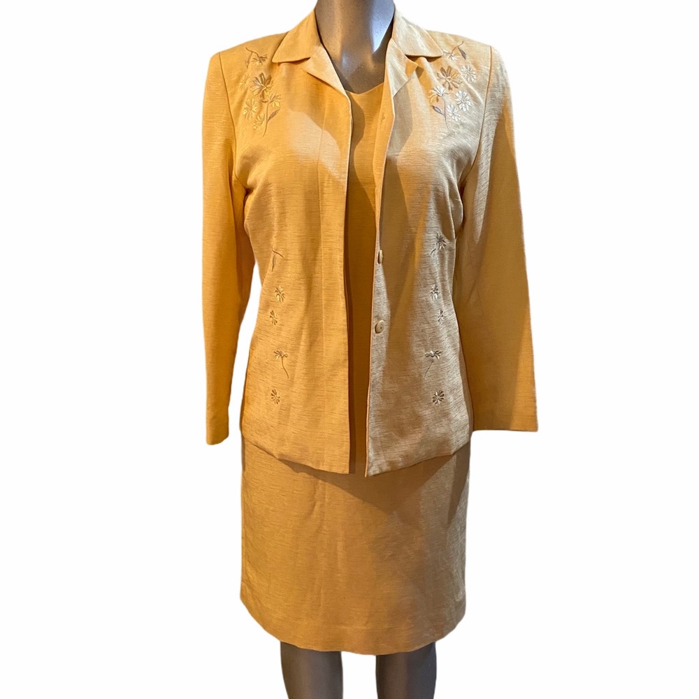 Anna Carole Formal Silk/Linen Suit Blazer Dress S Business Coastal Wedding-Guest